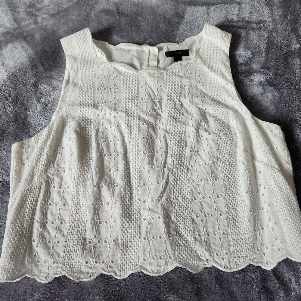 J Crew White Tank-Mid